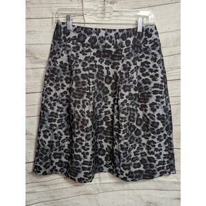 NEW Van Heusen Size 0 Studio Gray Black‎ Leopard A-Line Skirt Pockets Lined